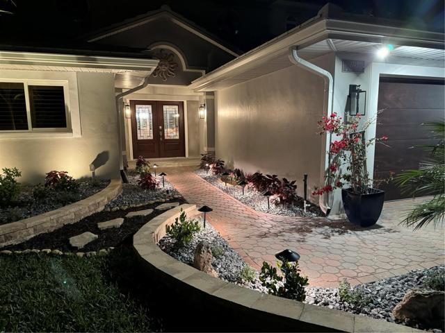 Front entrance at night