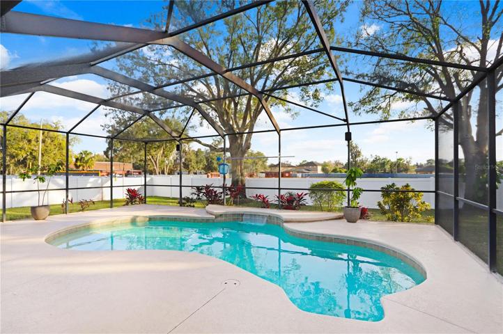 COVERED/SCREENED IN LANAI/POOL - SALT WATER POOL -  2 SCREEN DOOR EXITS TO THE BACKYARD