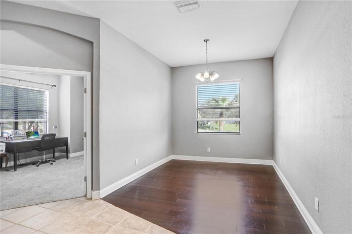 VIEW OF DINING ROOM, & OFFICE