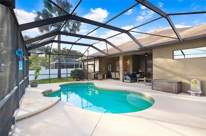 COVERED/SCREENED IN LANAI/POOL - SALT WATER POOL -  2 SCREEN DOOR EXITS TO THE BACKYARD