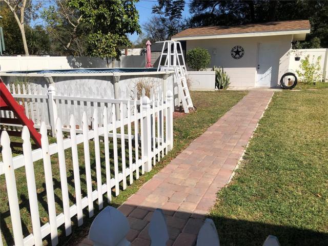 Backyard, pool, and shed