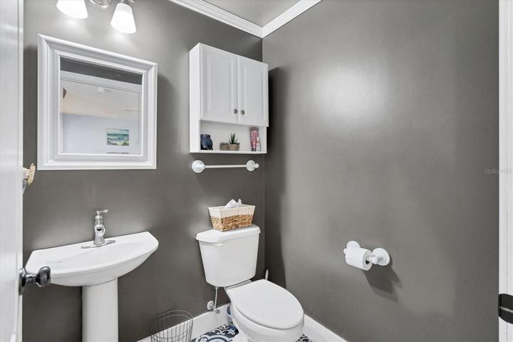 down stairs powder room