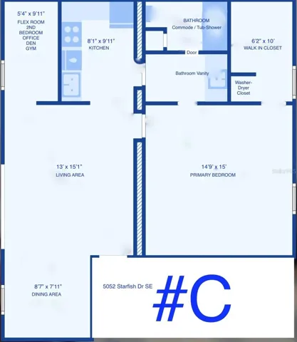 Floor Plan #C - 823sf Buyer should verify room dimensions.