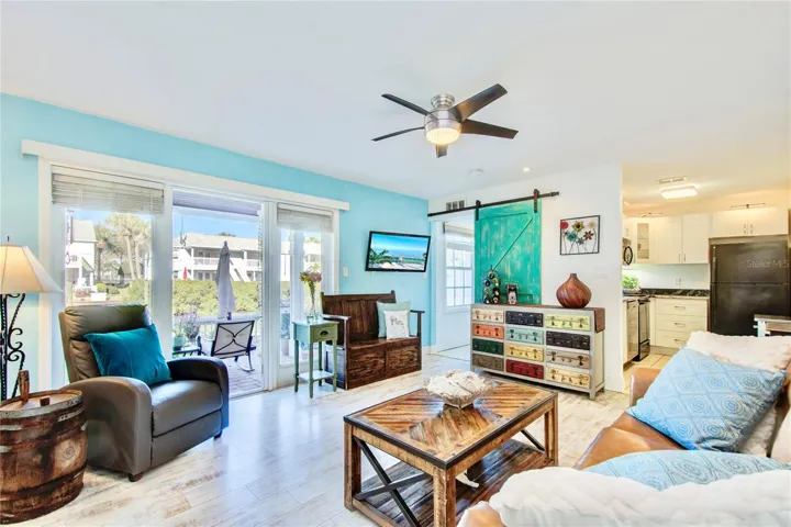 Living Area with French Doors leading to terrace
