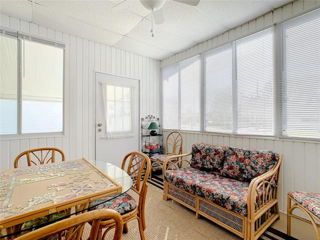 The Florida room has glass windows