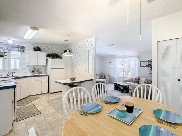 Dining room and view into the kitchen