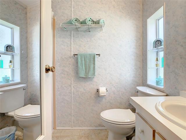 This bathroom has a walk in shower