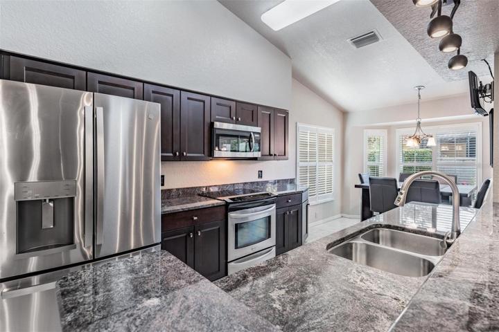 All stainless appliances and stone countertops