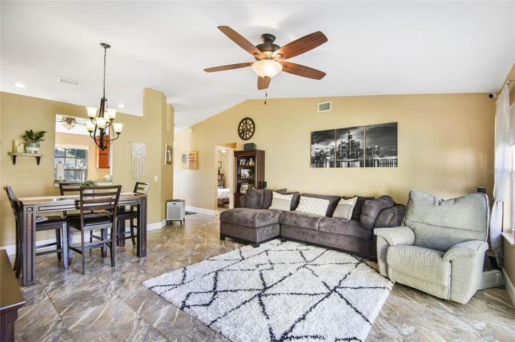 Living room and dining room