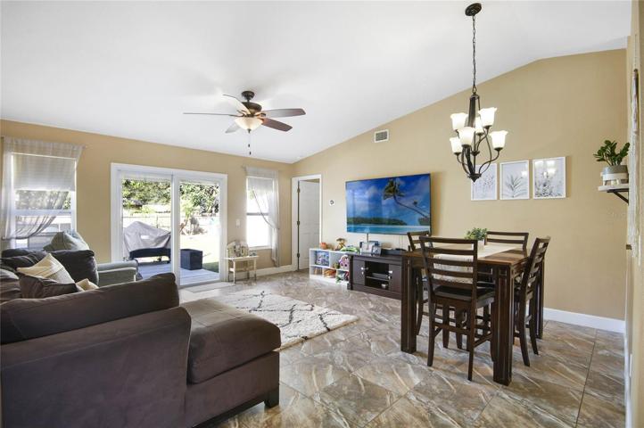 Living room and dining room