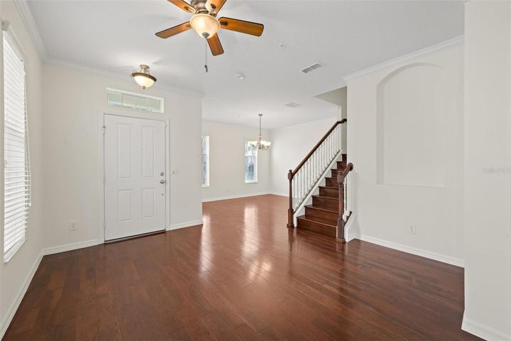 Dining area with living area in background