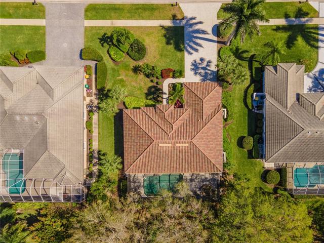 Aerial view close up overhead