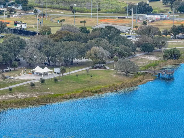 View of the lake and nearby ball field.  Downtown and a beautiful shaded park is close by also.