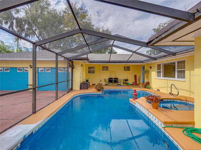 Shaded area at the end of the pool is great for your morning coffee.