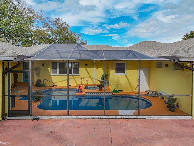 Screened pool and spa.