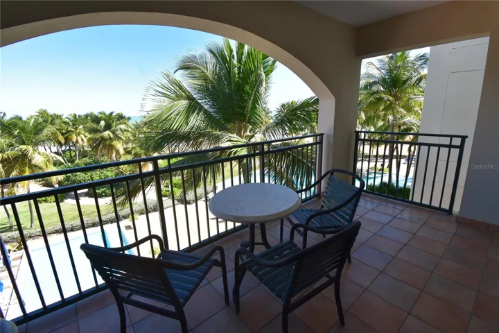 Balcony Facing the pools and beach