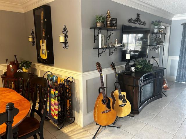 Side of dining and TV area