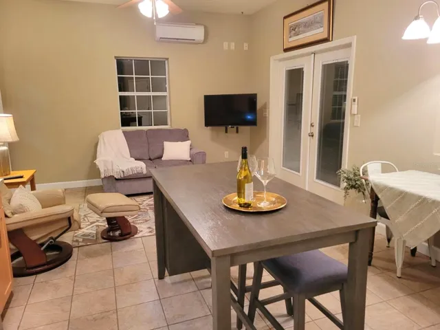 Living-Dining Area w/French Doors to Rear Porch