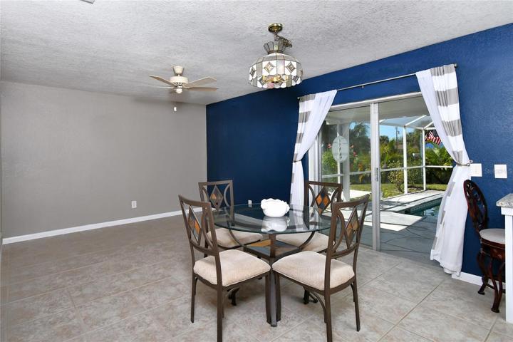 Dining area in expanded area that serves as a bonus room