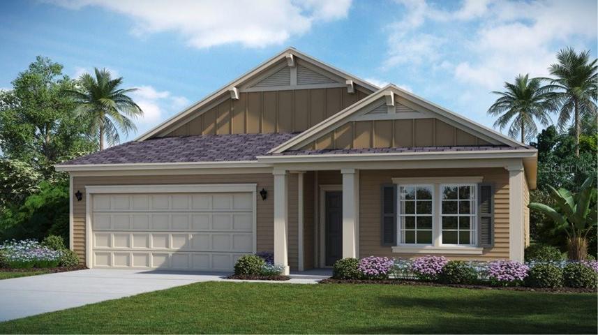 Artist rendering; illustration only; colors, features, and garage orientation may differ.