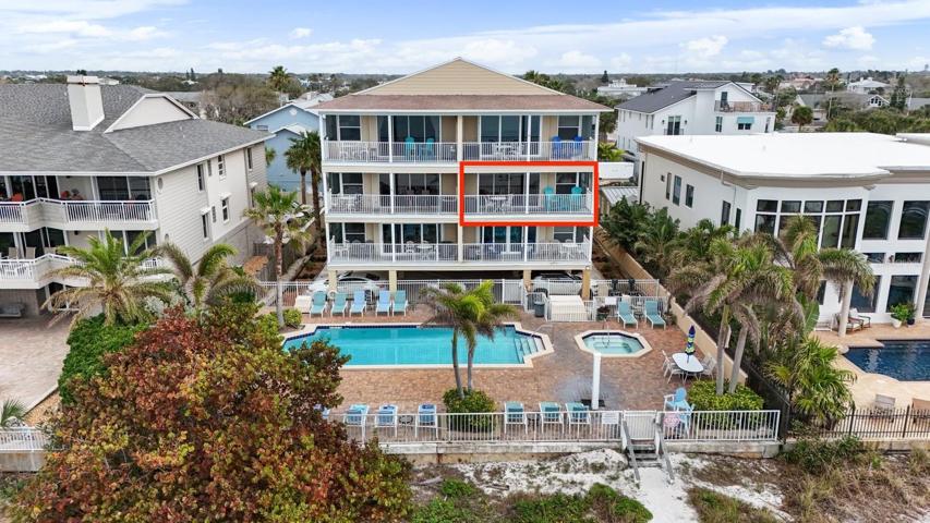 Large Balcony overlooking beach and pool