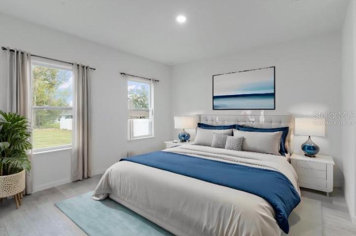 Virtually staged primary bedroom