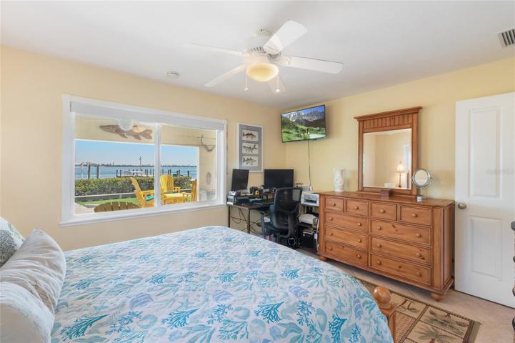 Downstairs bedroom #1 offers view of the bay!