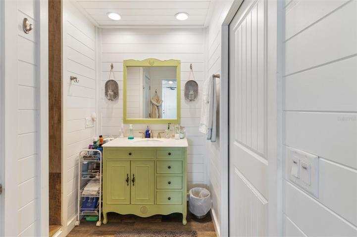 Primary suite bathroom with walk in shower!