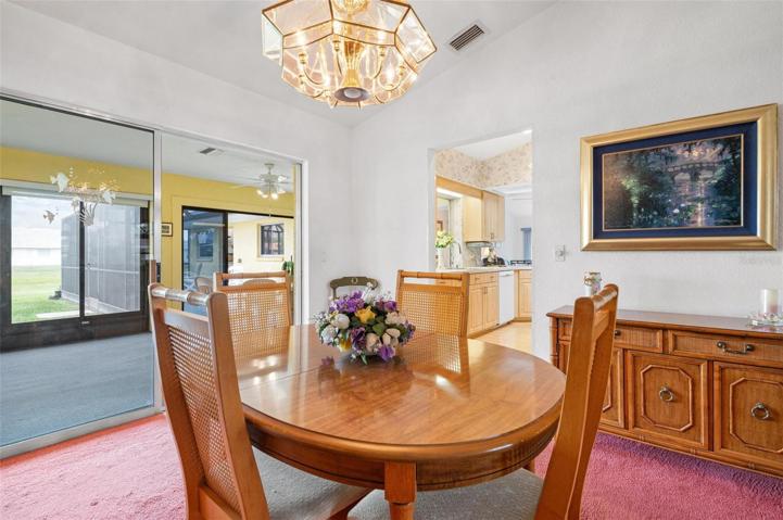 The dining room will accommodate tables of any size.