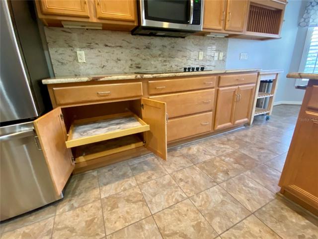 Pull outs along with bank of drawers in kitchen