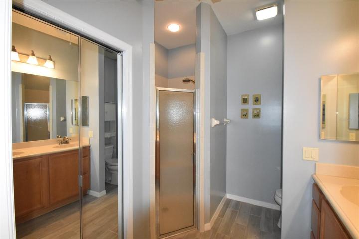 Master Bathroom shower, linen closet