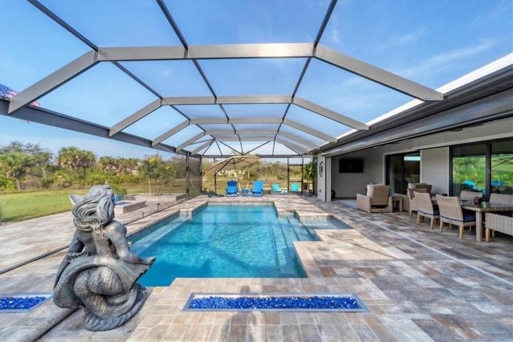 Heated Salt Water Pool with Fire Feature
