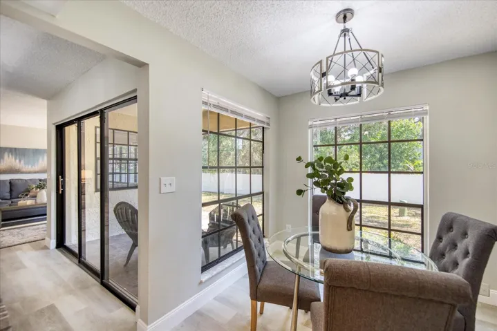 The bronze faux window pane grids add a fresh design element~