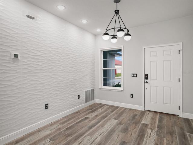 Beautiful accent wall and lighting!