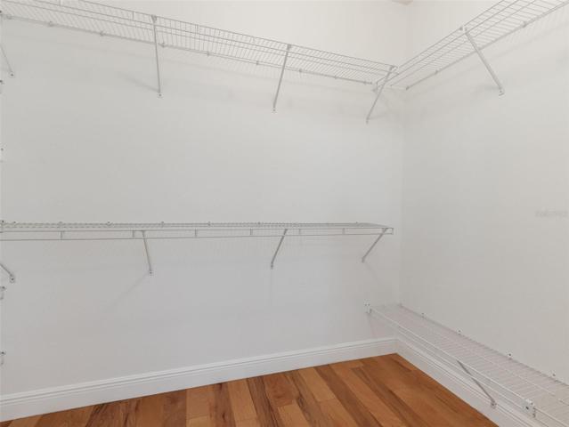 Primary bedroom closet off bathroom