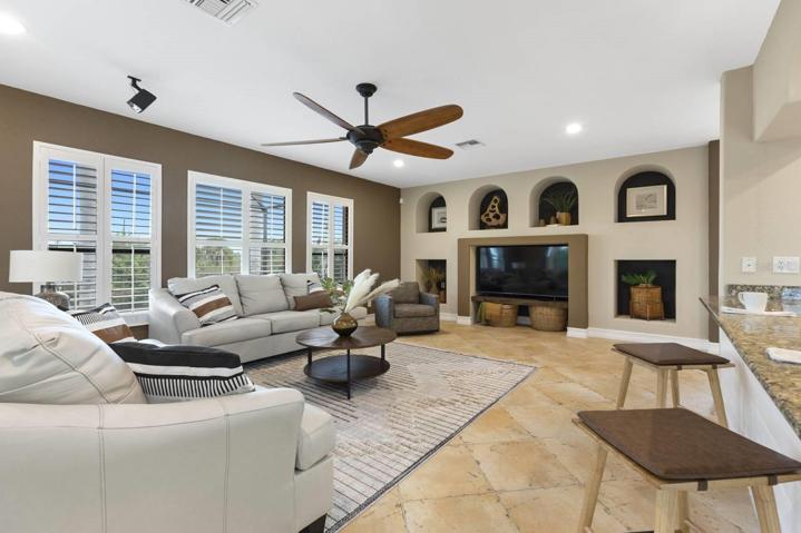 Large family room with lots of natural light
