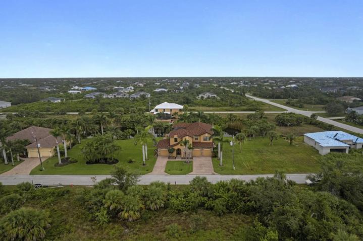Aerial view of expansive lot