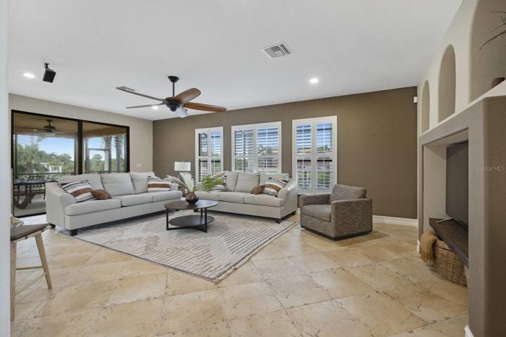 Expansive view of family room