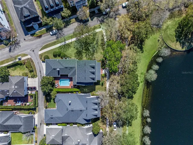 another aerial shot showing huge side yard.