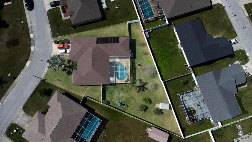 Aerial shot of the large oversized lot.