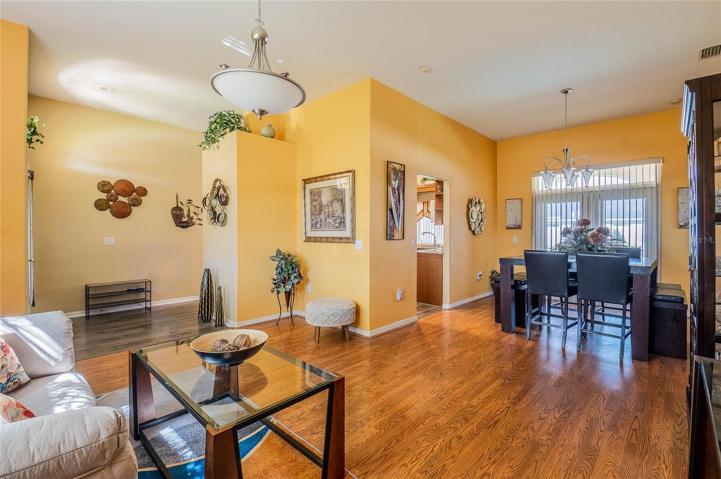 Living room and dining room