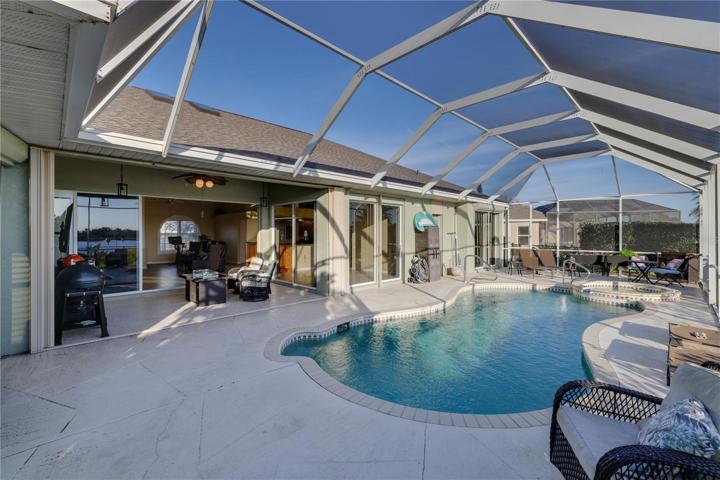 Spacious lanai, pool and spa.