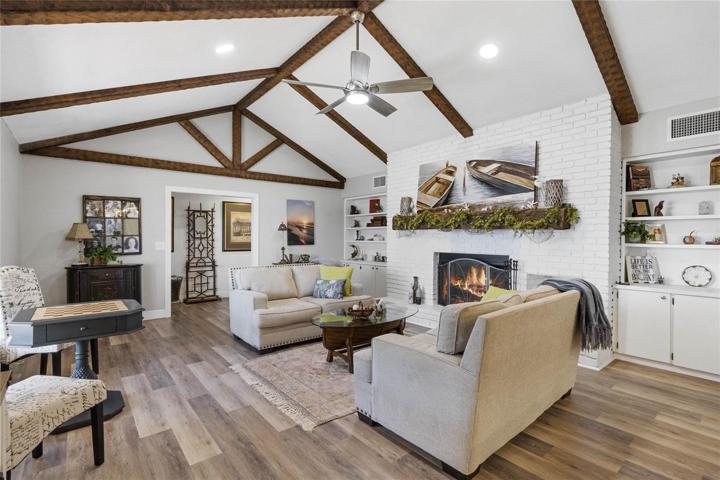 Wood Beam Ceilings & LVP Flooring