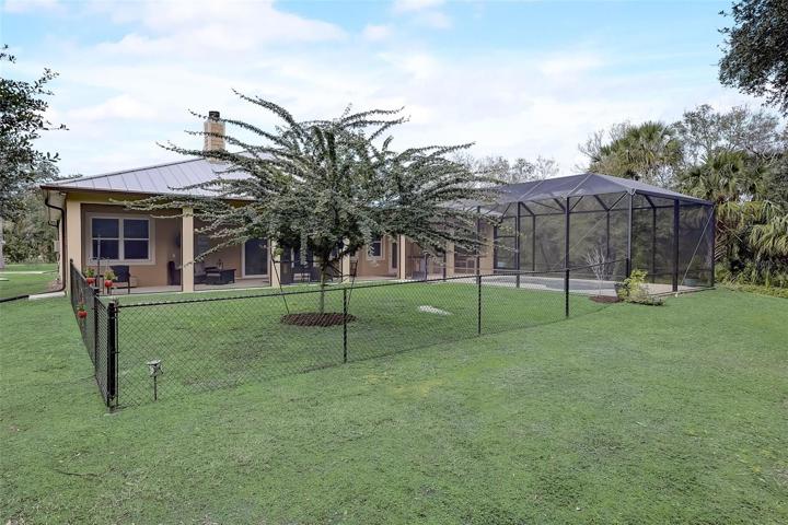 Fenced in area in the backyard