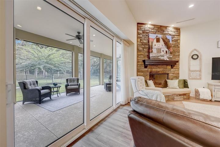 Living room view to the lanai/patio