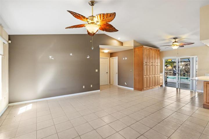 Great room looking towards cabinets and dining