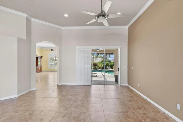 Living Room with beautiful view of Lanai and Pool
