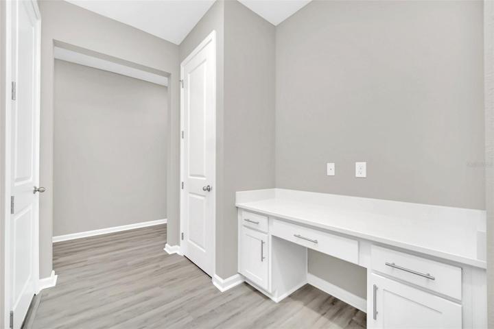 Built-in desk off the garage