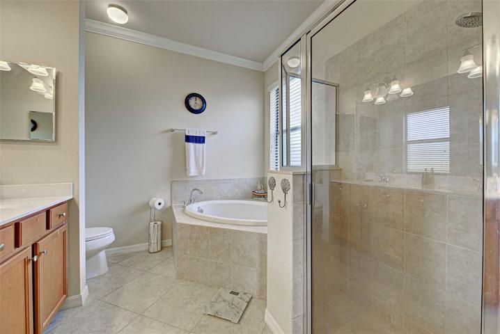 The large walk in shower is a 