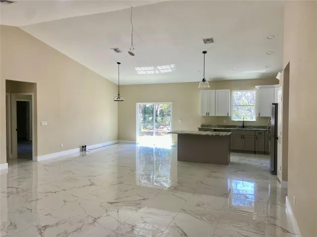 great room to kitchen